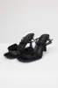 Black Satin Flower Strap Dress Heels sold by Lime Lush