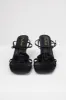 Black Satin Flower Strap Dress Heels sold by Lime Lush