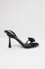 Black Satin Flower Strap Dress Heels sold by Lime Lush