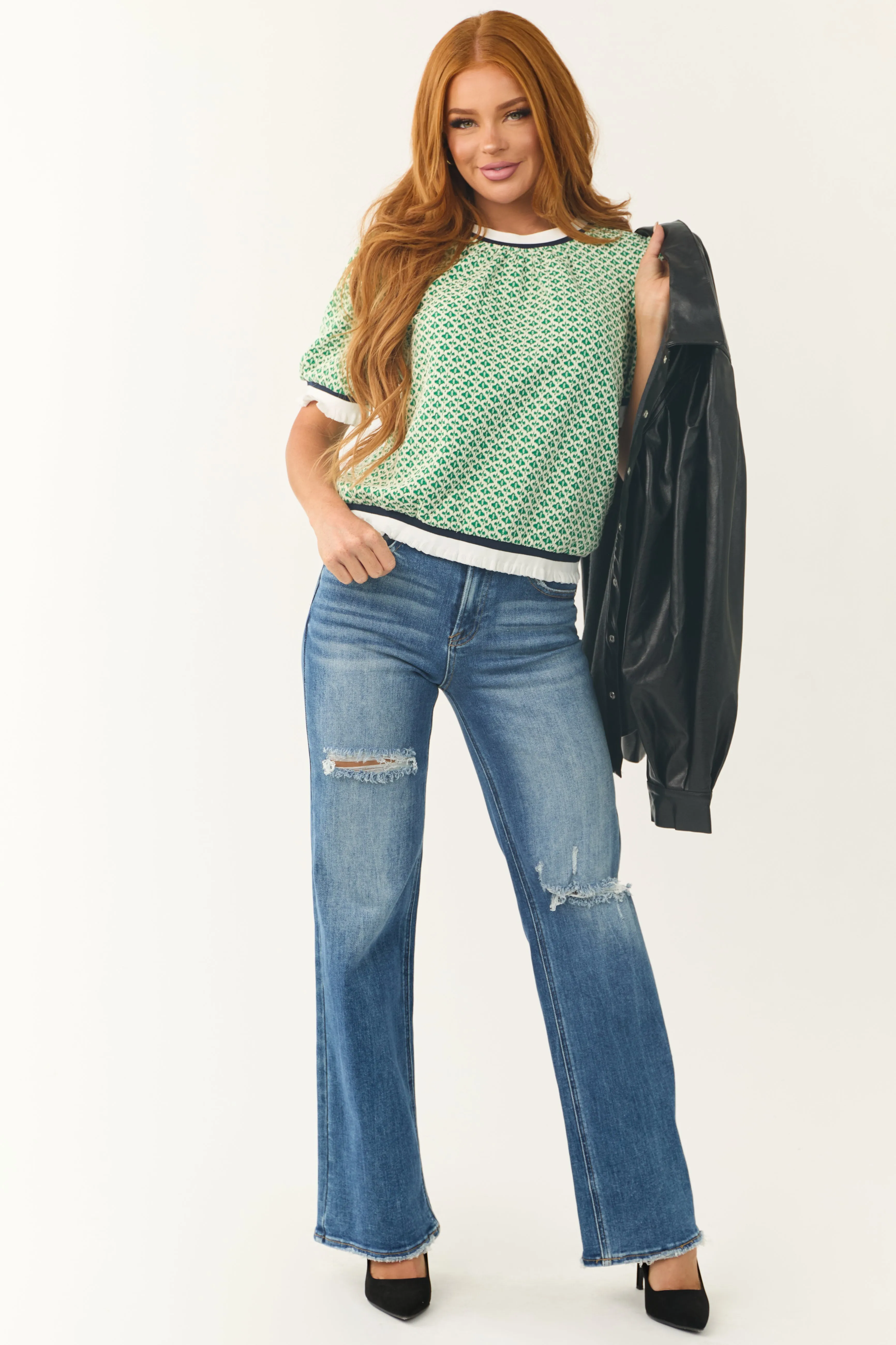 Jade and Ivory Abstract Print Knit Top sold by Lime Lush product image thumbnail 4