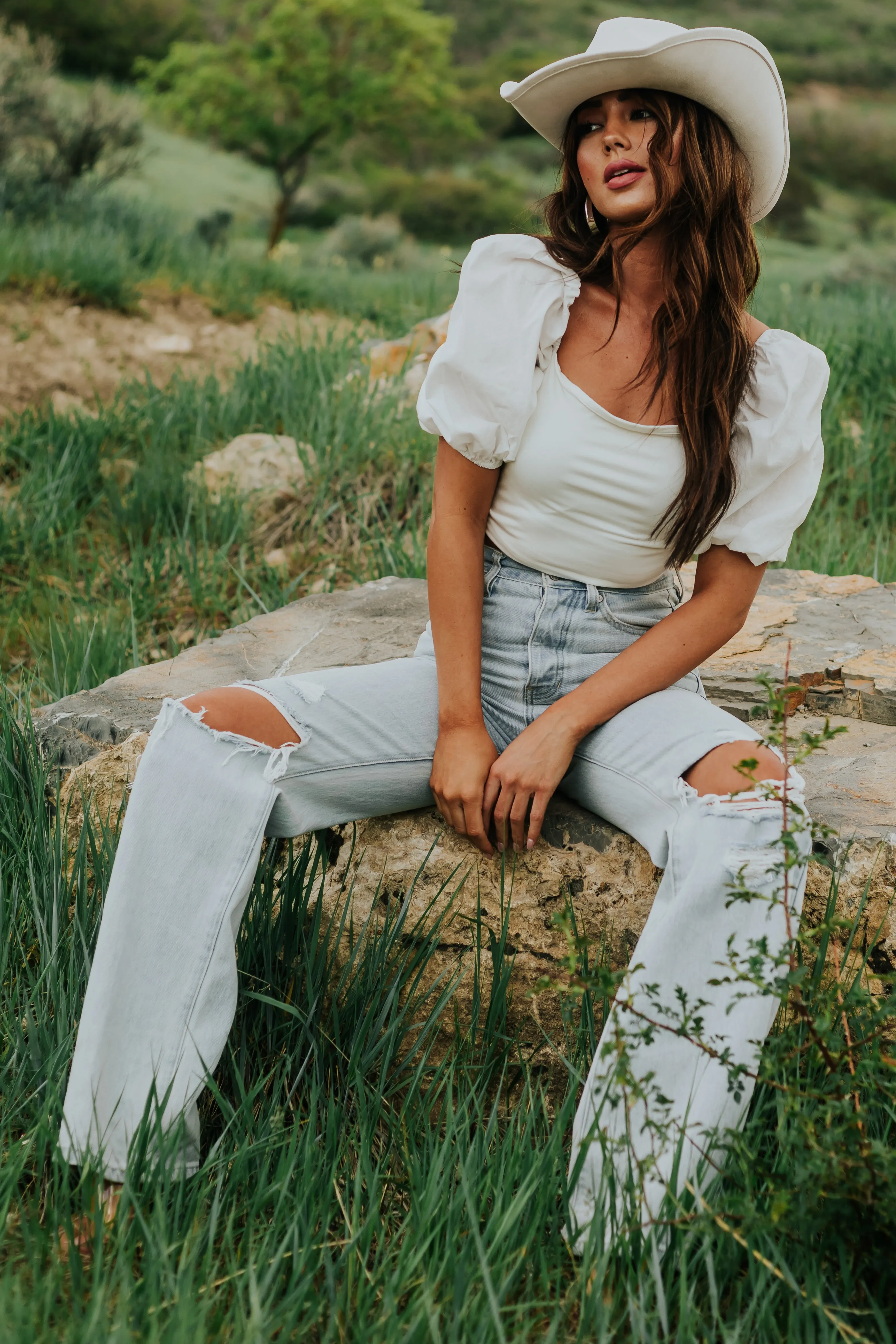 KanCan Light Denim High Rise Distressed Jeans sold by Lime Lush product image thumbnail 4