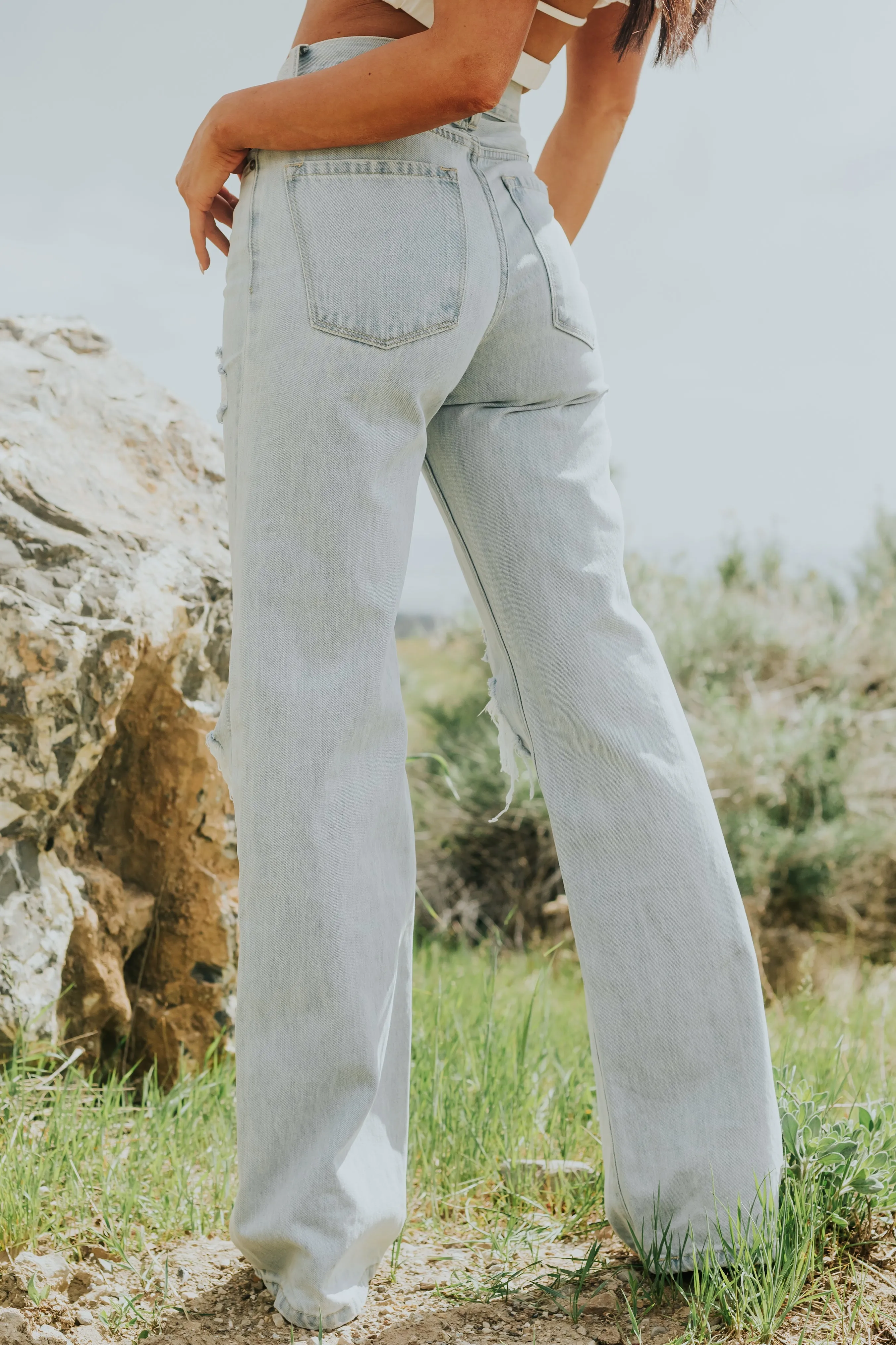 KanCan Light Denim High Rise Distressed Jeans sold by Lime Lush product image thumbnail 3