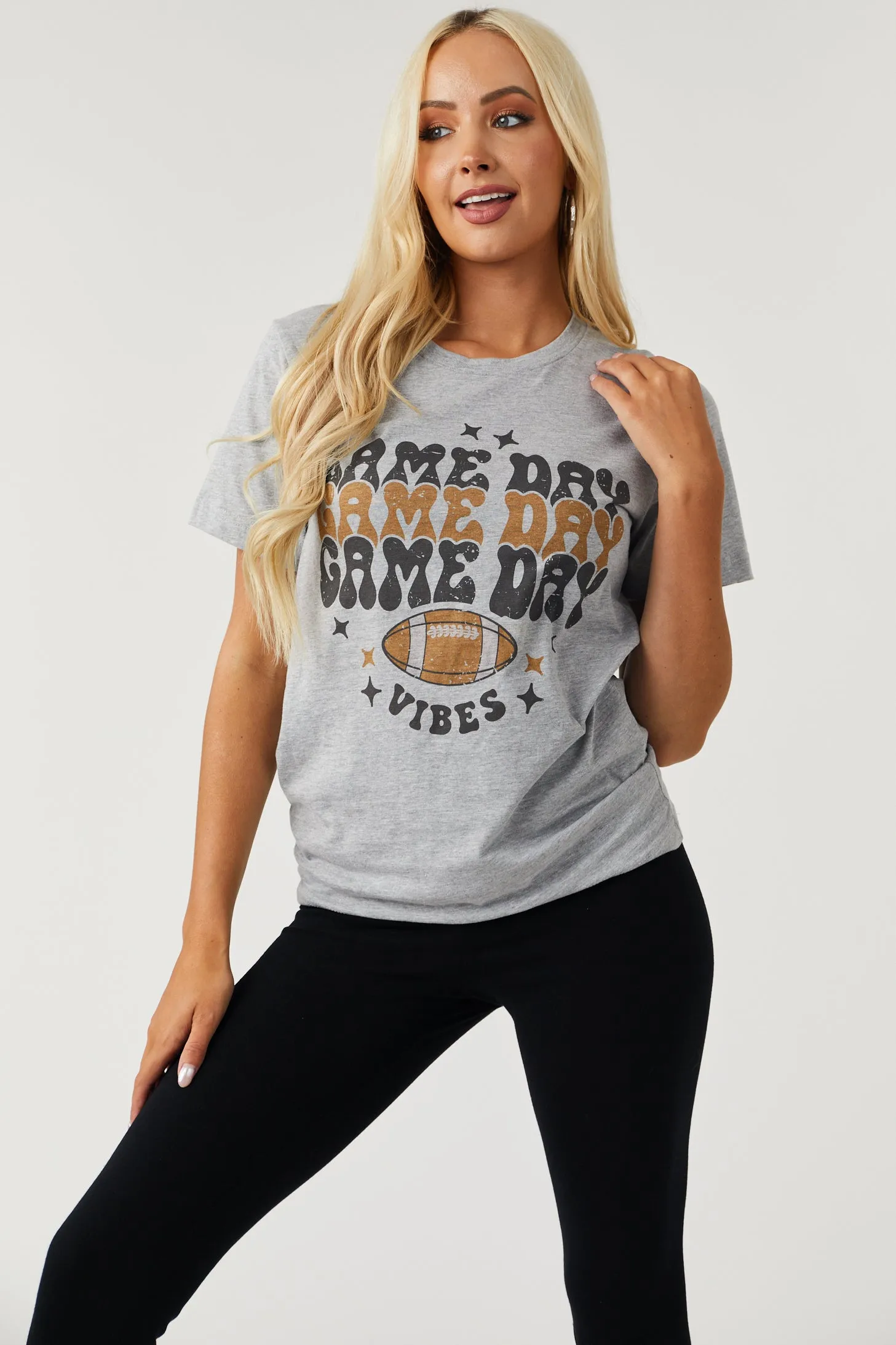 Heather Grey 'Game Day Vibes' Graphic Tee sold by Lime Lush product image thumbnail 3