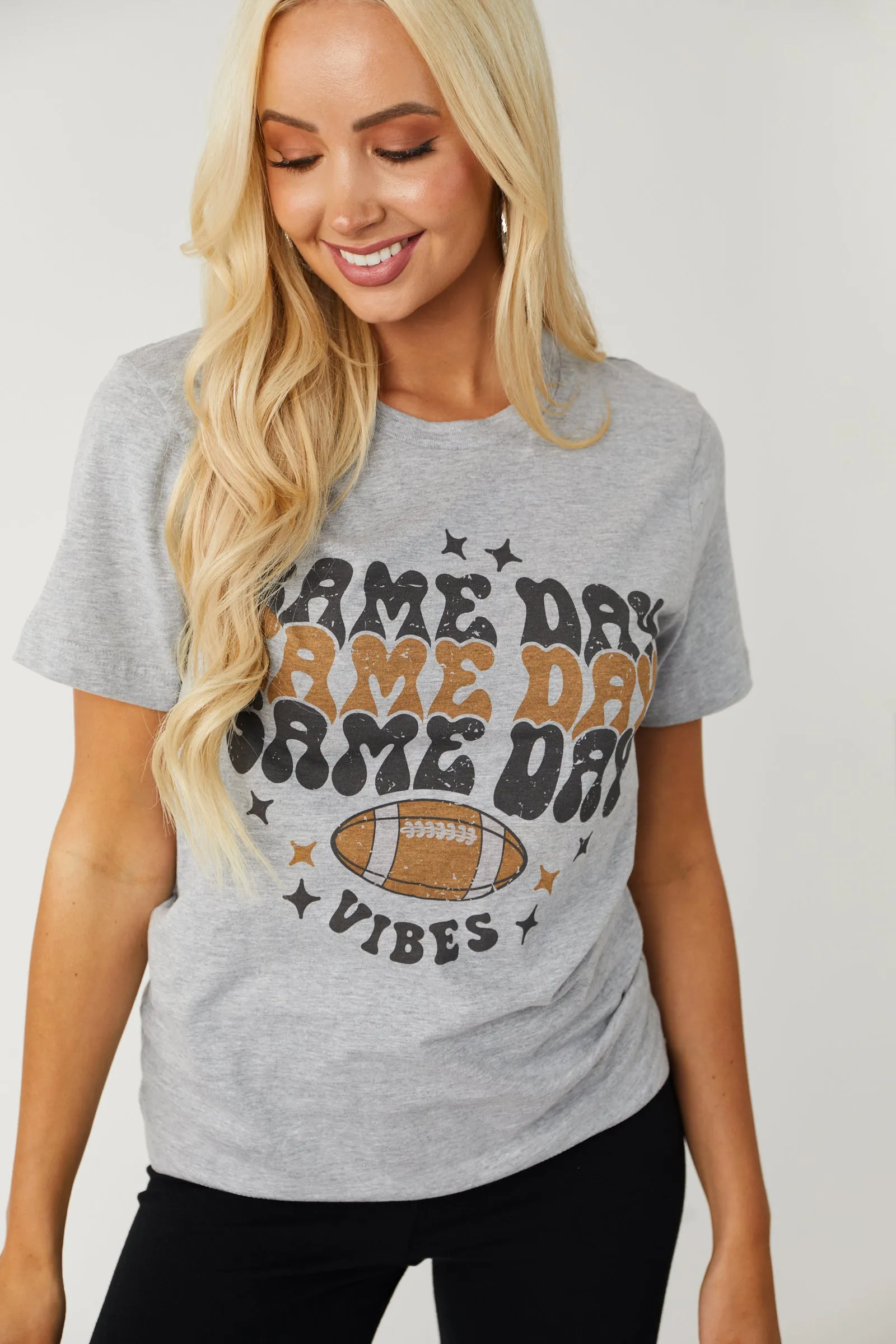 Heather Grey 'Game Day Vibes' Graphic Tee sold by Lime Lush