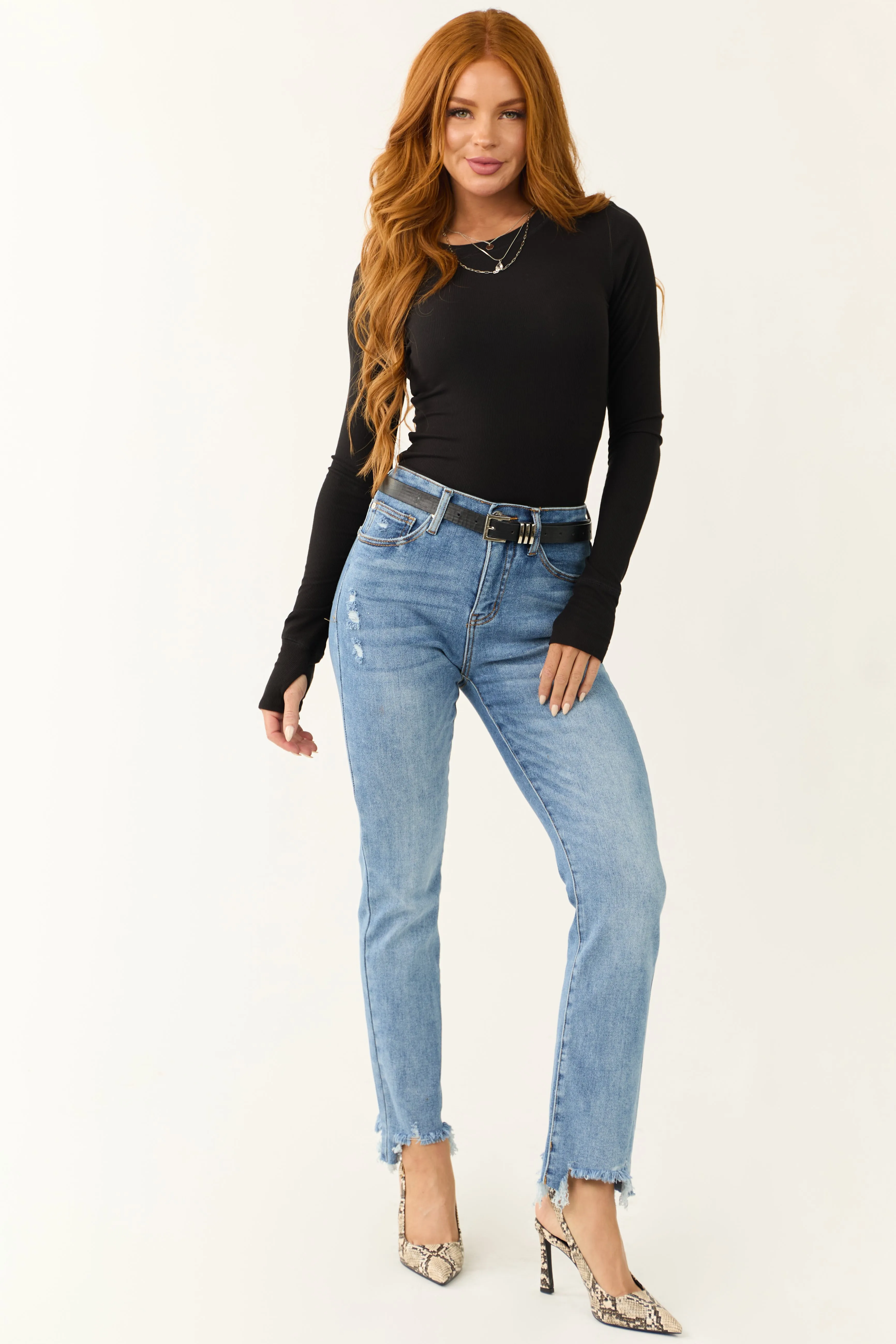 Black Knit Round Neck Long Sleeve Top sold by Lime Lush product image thumbnail 3