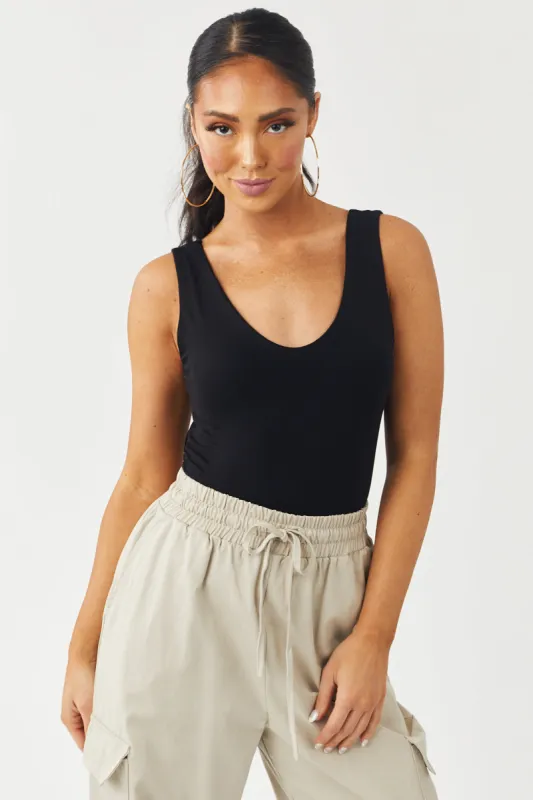 Black Ruched Side Double Layered Tank Top sold by Lime Lush