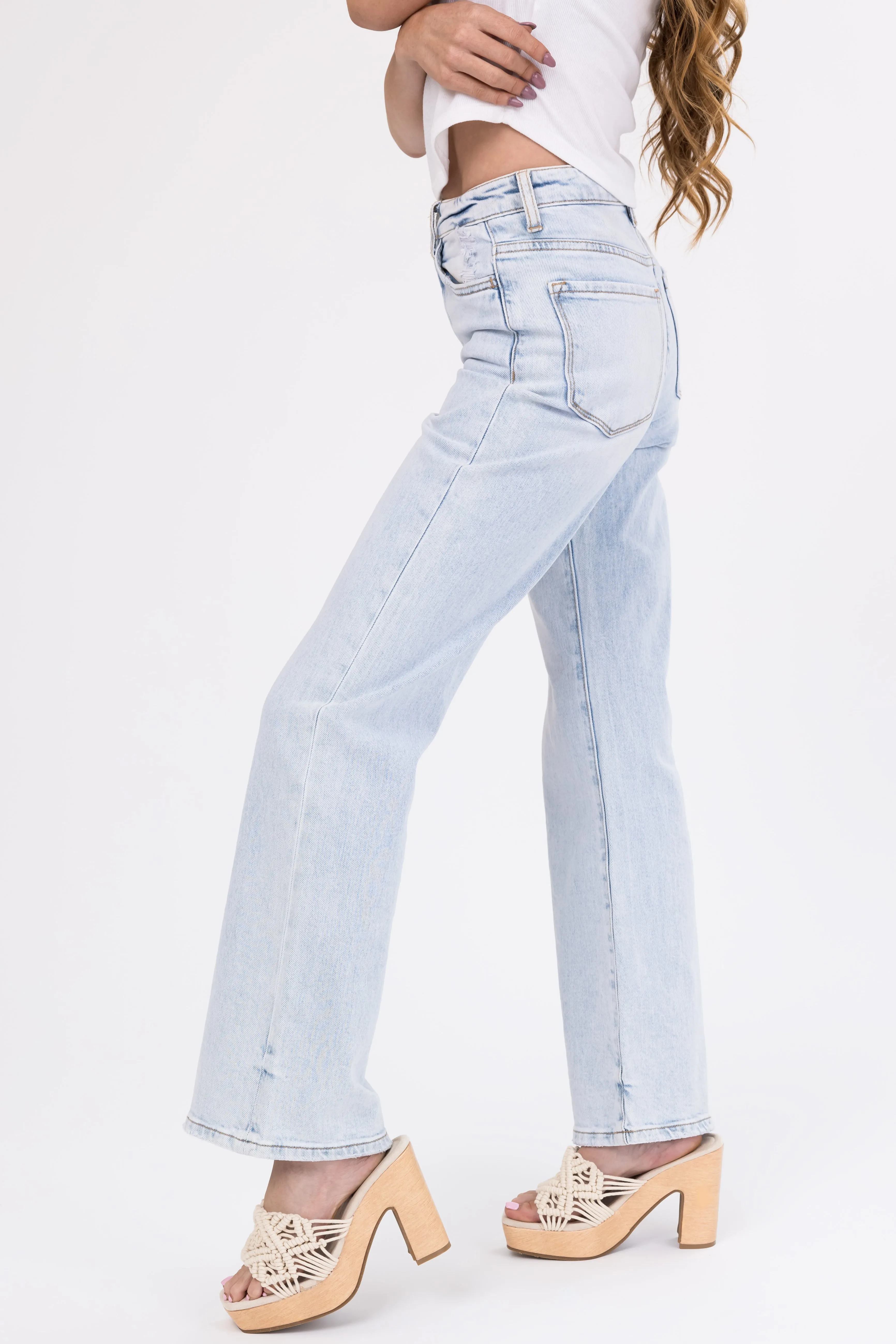 Vervet Light Wash High Rise Vintage Flare Jeans sold by Lime Lush product image thumbnail 4