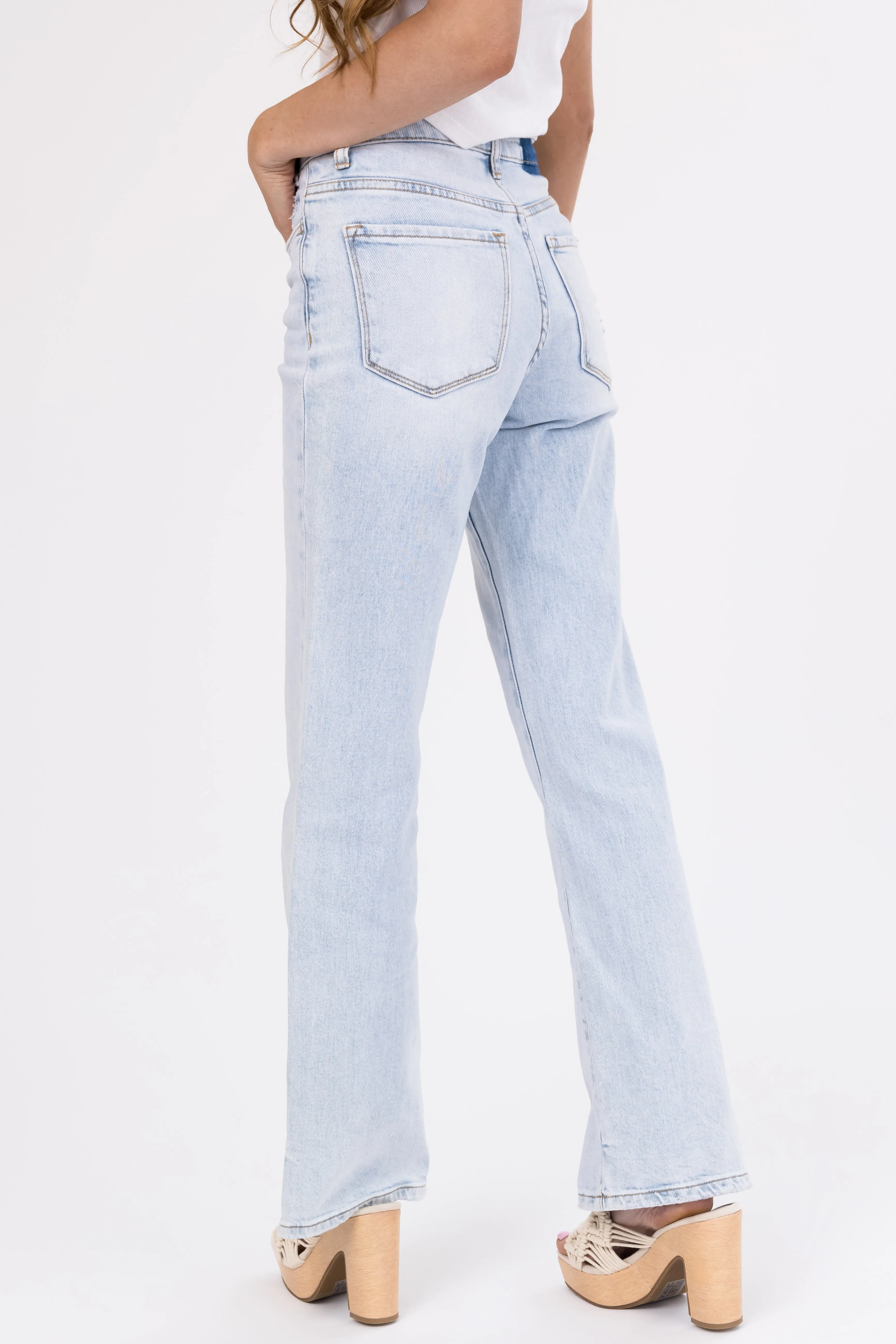 Vervet Light Wash High Rise Vintage Flare Jeans sold by Lime Lush product image thumbnail 5
