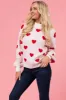 Ivory and Red Bubble Sleeve Heart Sweater sold by Lime Lush