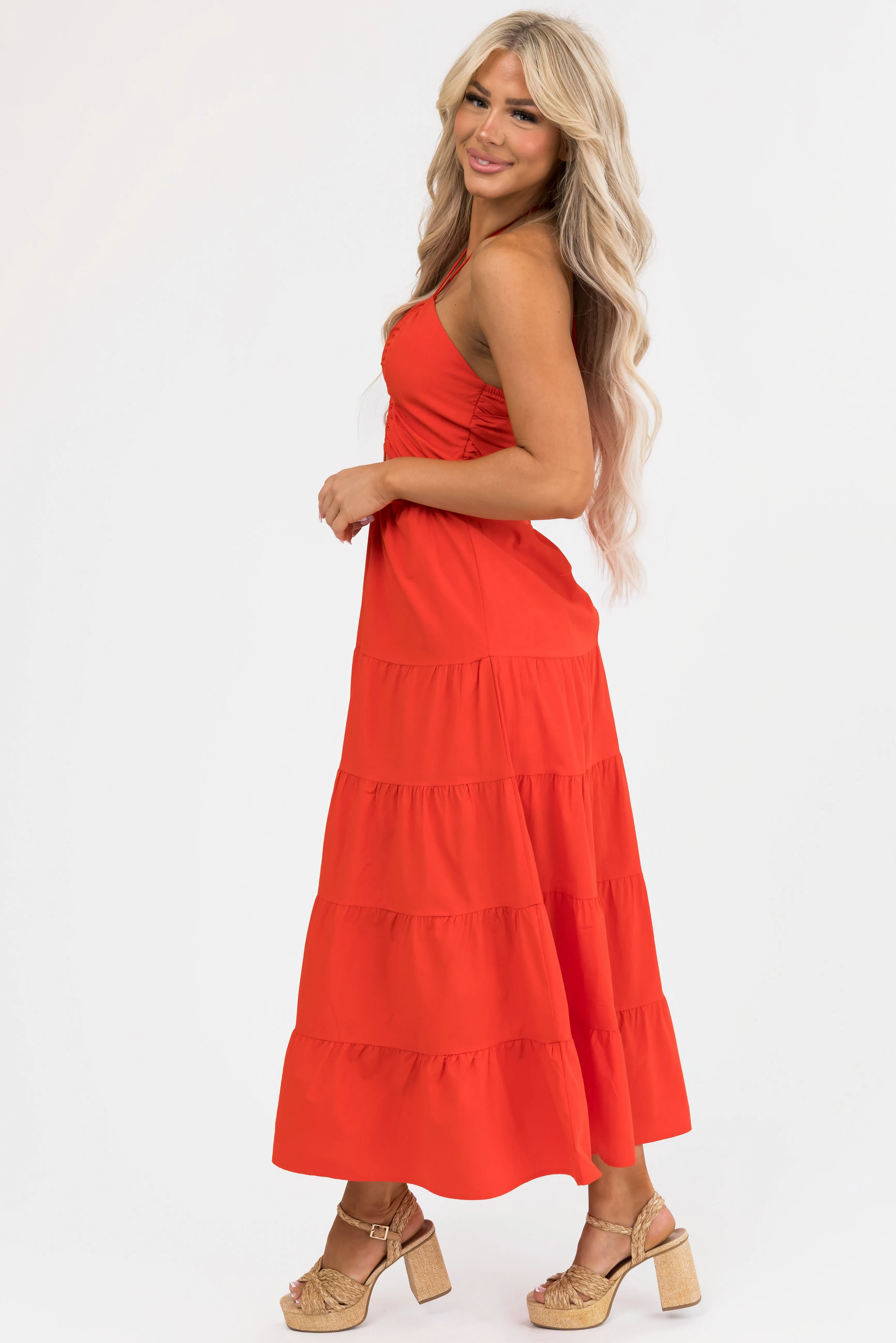 Scarlet Front Cut Out Neck Tie Maxi Dress sold by Lime Lush product image thumbnail 5