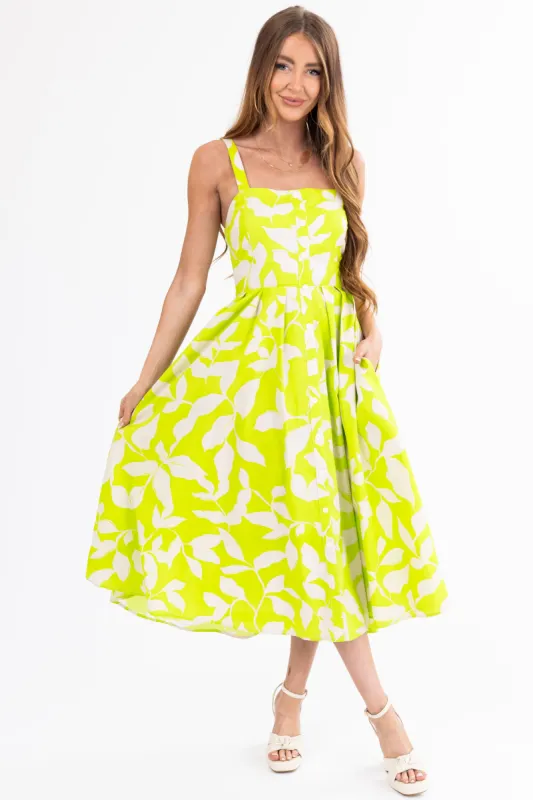 Flying Tomato Lime Floral Square Neck Midi Dress sold by Lime Lush