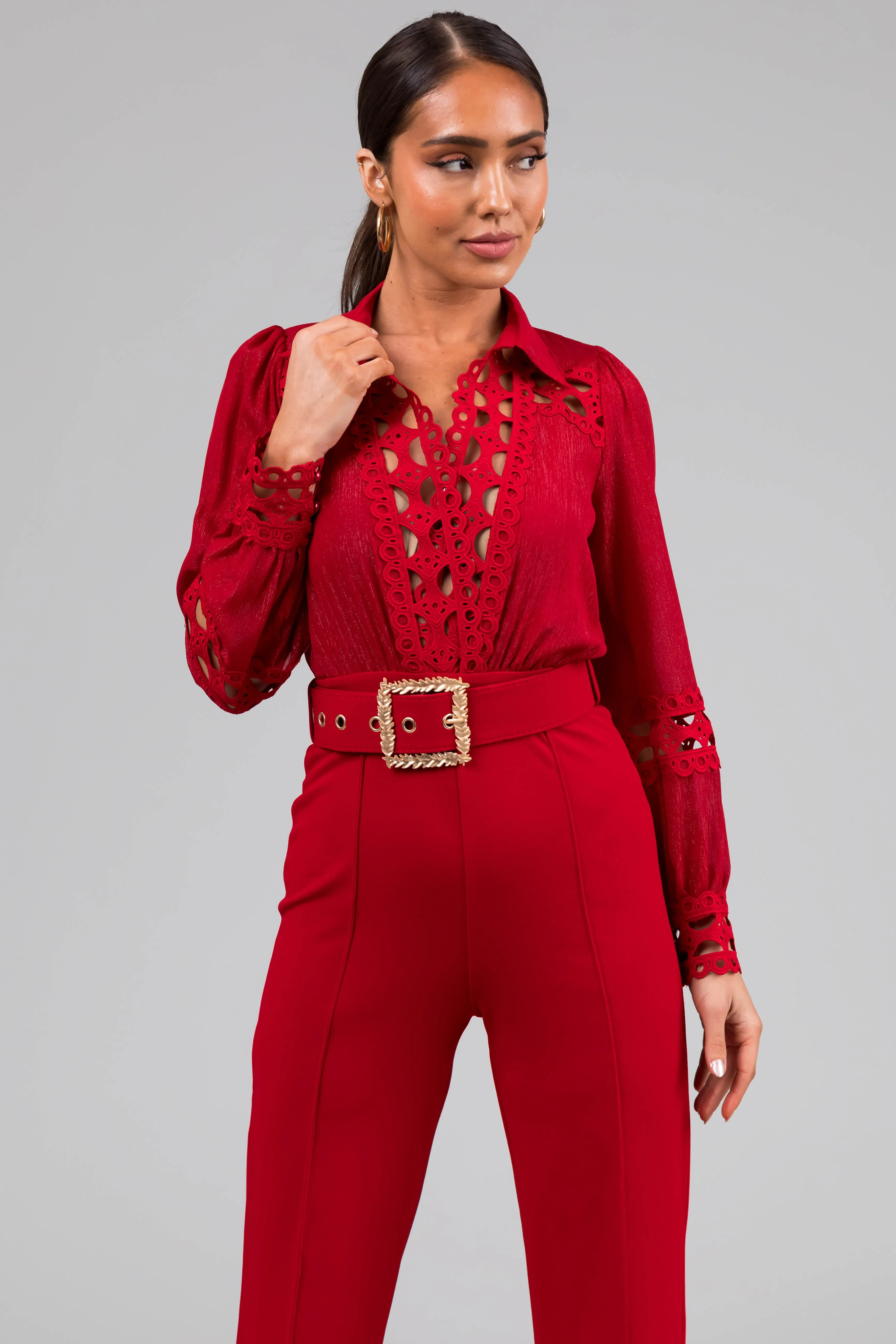 Ruby Crochet Detail Belted Jumpsuit sold by Lime Lush product image thumbnail 4