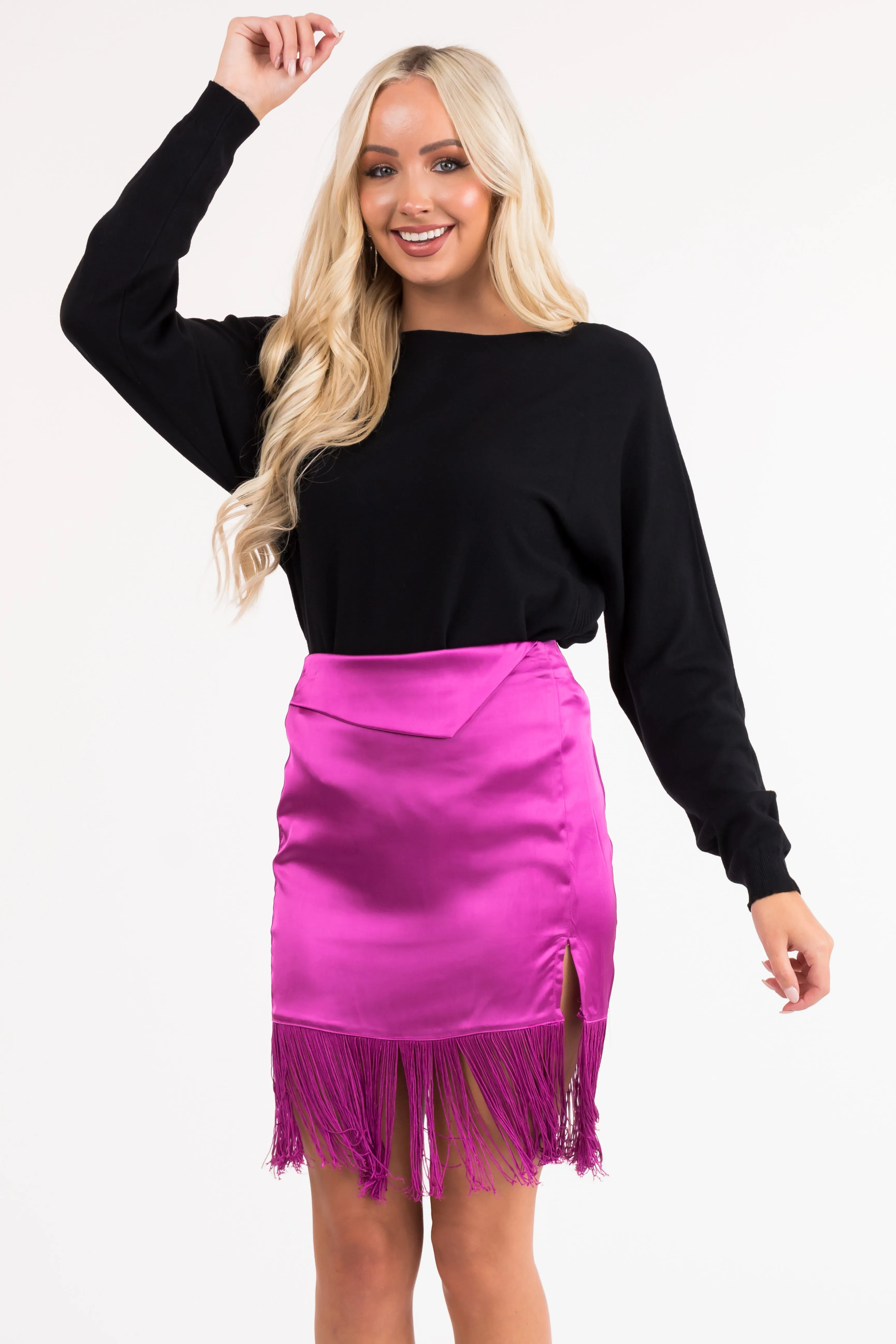 Black Ribbed Trim Super Soft Light Sweater sold by Lime Lush product image thumbnail 2