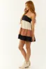 Camel Colorblock Strapless Tiered Mini Dress sold by Lime Lush