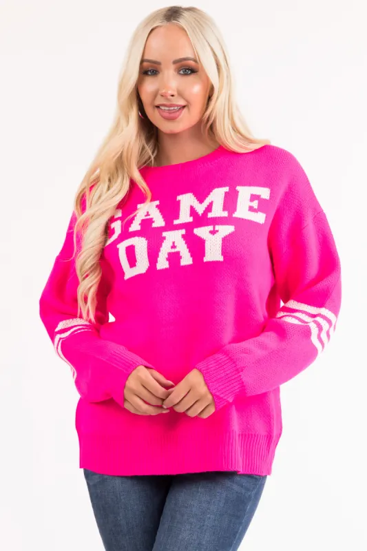 Magenta 'Game Day' Oversized Sweater sold by Lime Lush