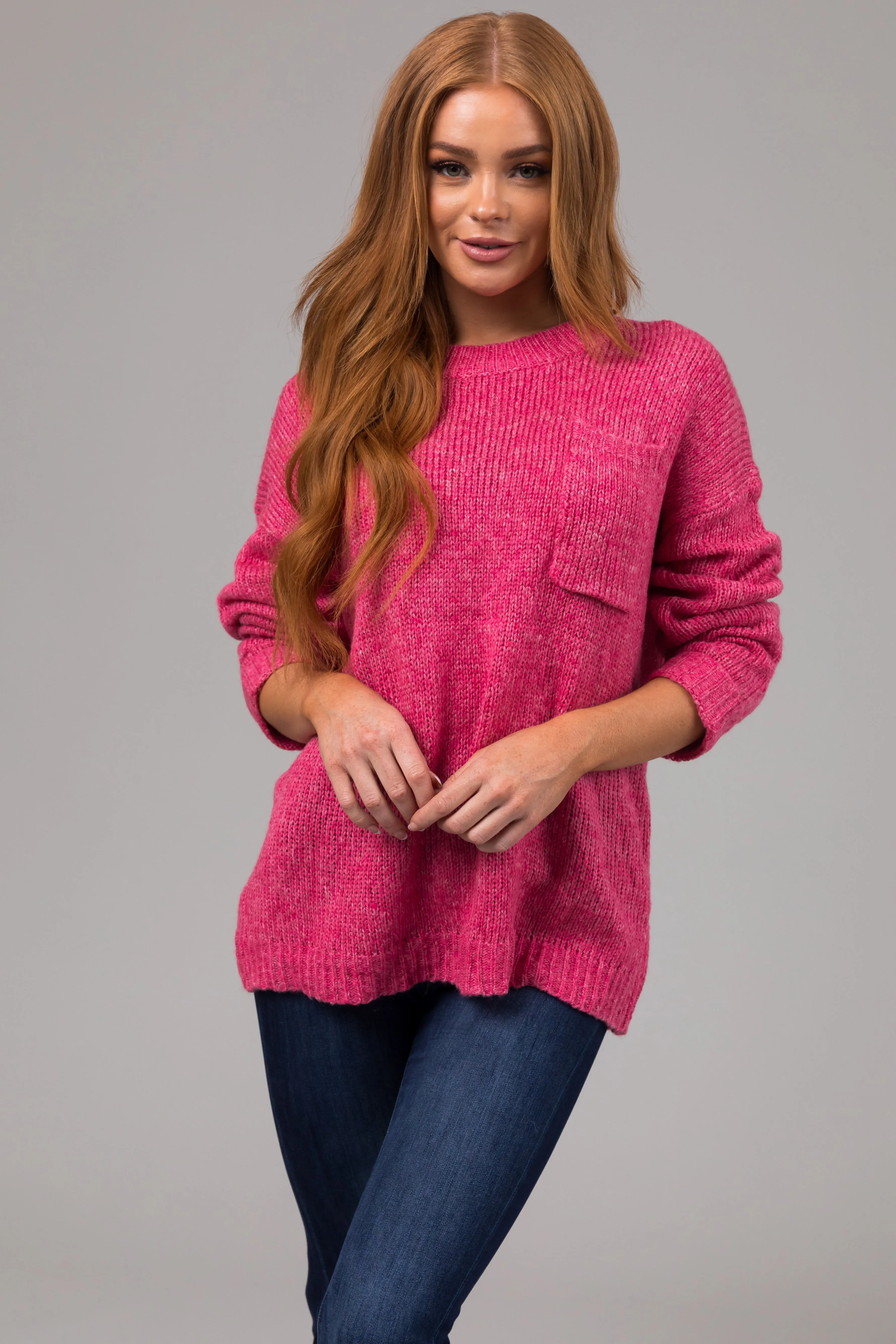 Punch Chest Pocket Cuffed Sleeve Sweater sold by Lime Lush product image thumbnail 2