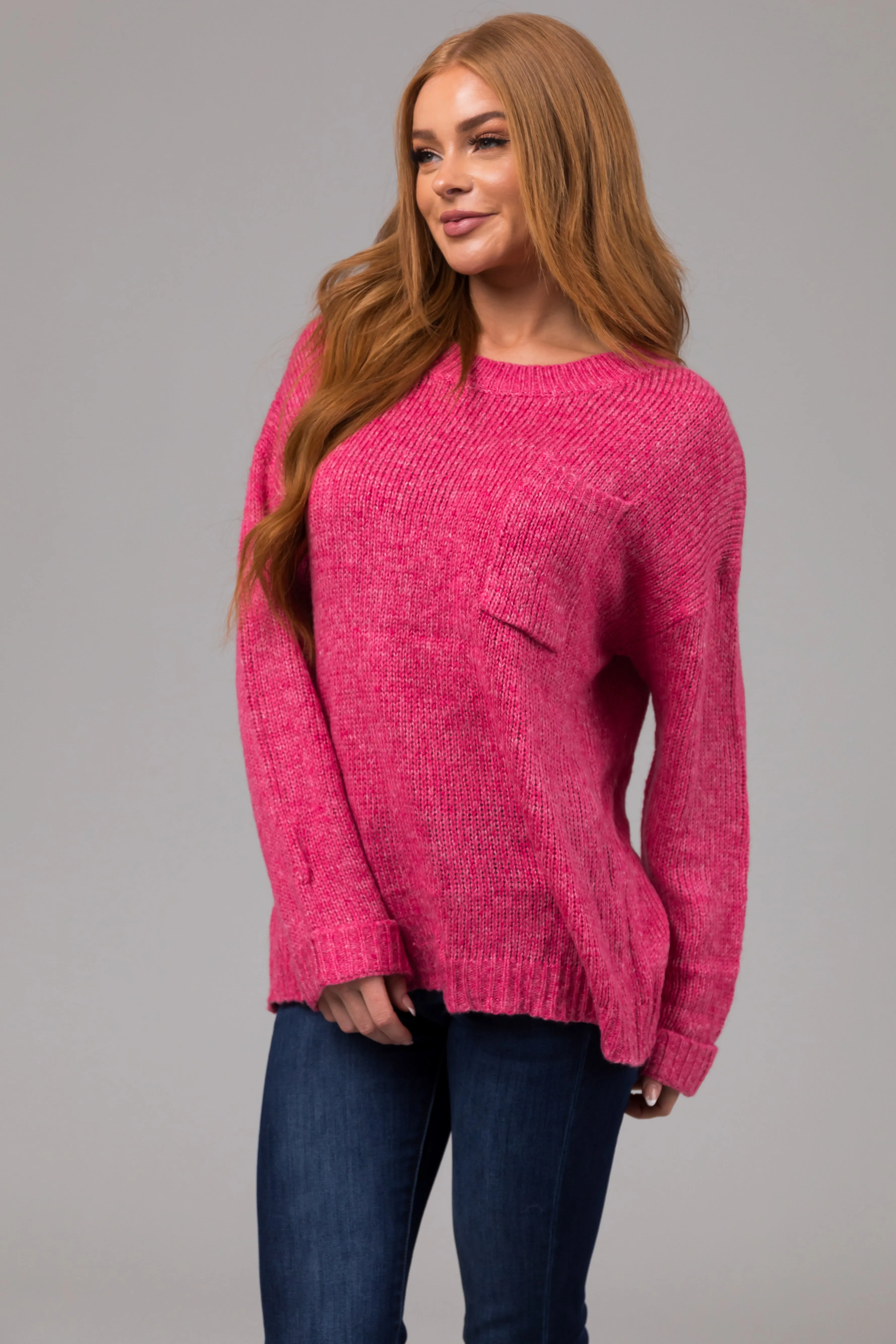Punch Chest Pocket Cuffed Sleeve Sweater sold by Lime Lush product image thumbnail 4