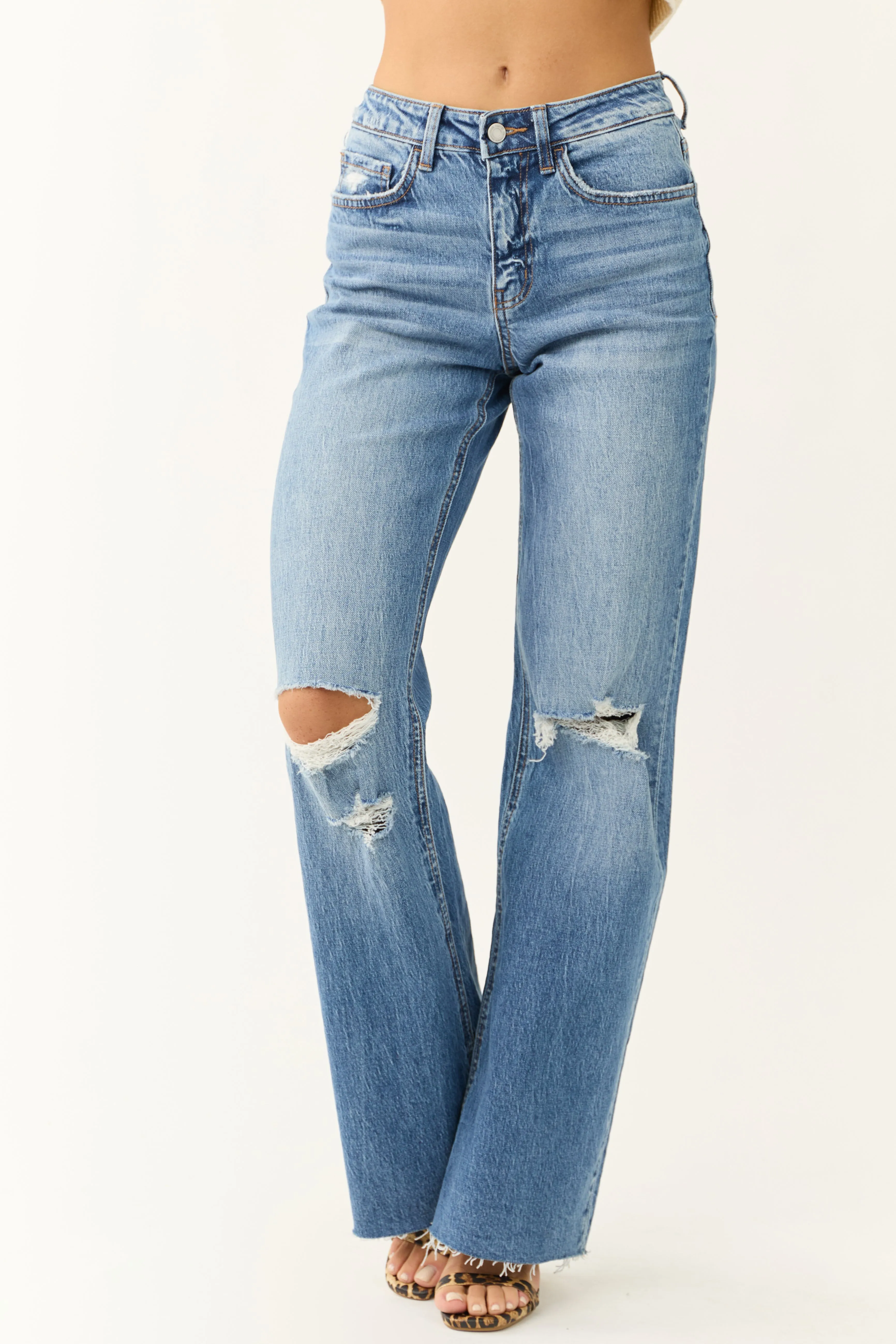 Vervet High Rise Medium Wash Wide Leg Jeans sold by Lime Lush product image thumbnail 3