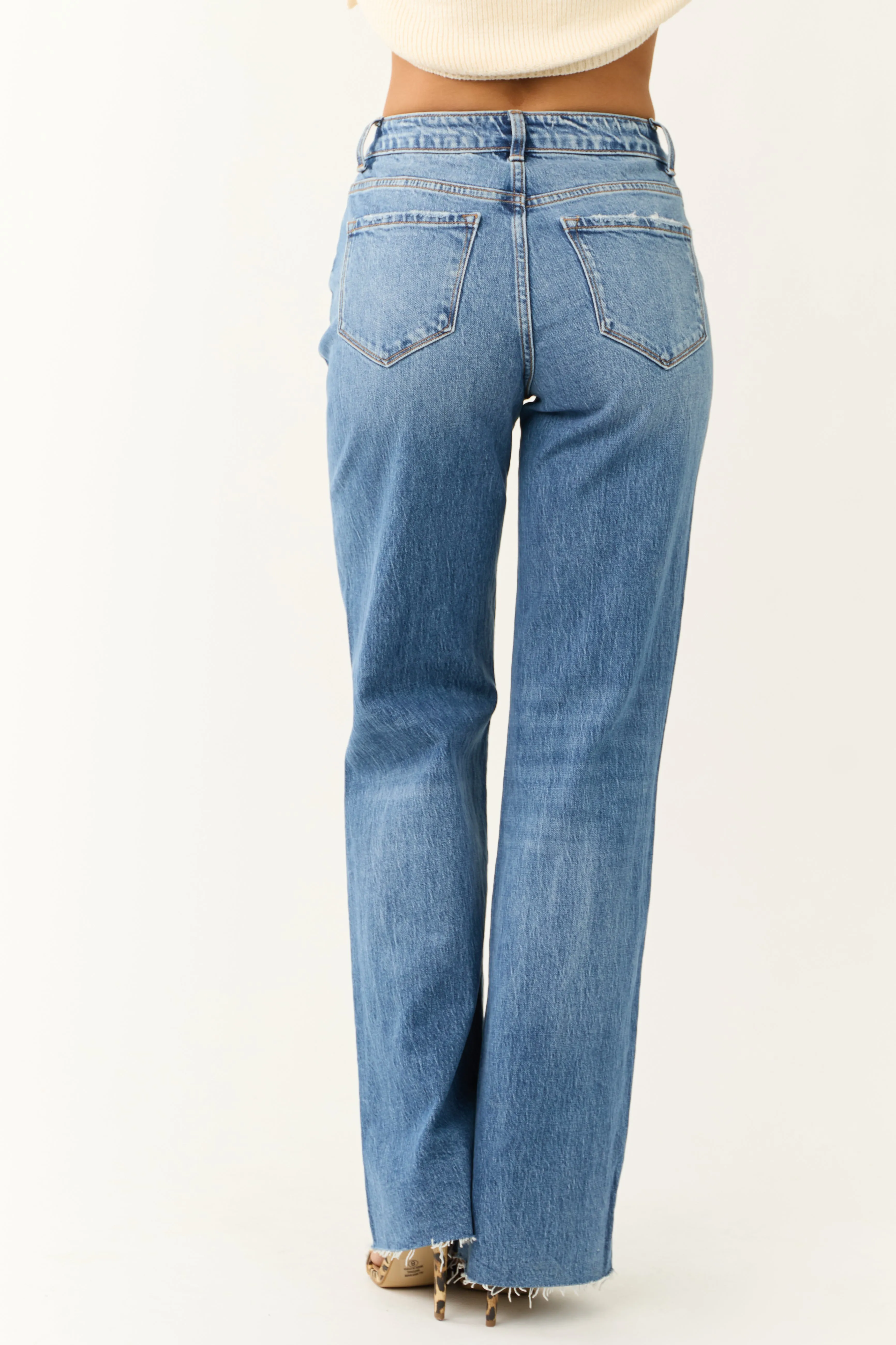 Vervet High Rise Medium Wash Wide Leg Jeans sold by Lime Lush product image thumbnail 5