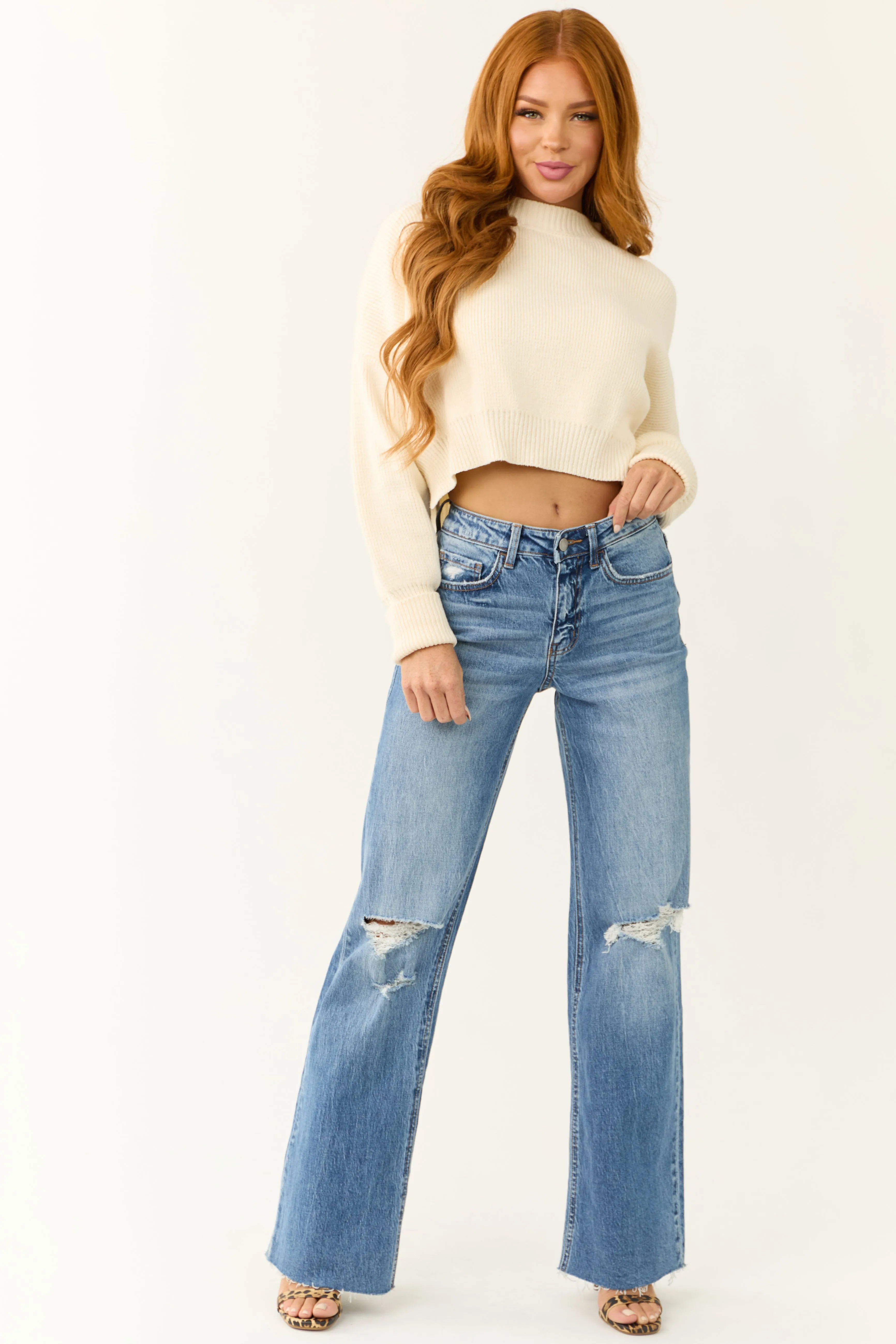 Vervet High Rise Medium Wash Wide Leg Jeans sold by Lime Lush product image thumbnail 2