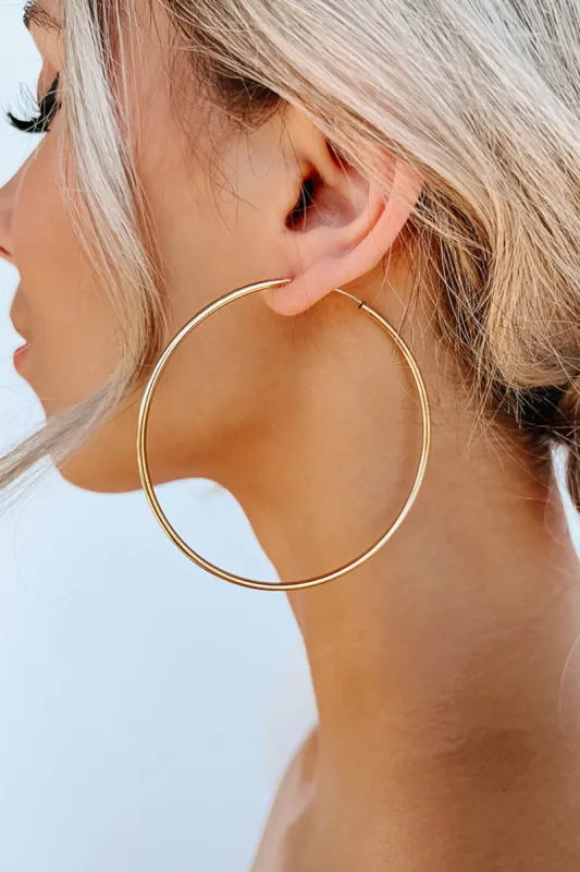 Gold Thin Wire Large Hoop Earrings made by Lime Lush