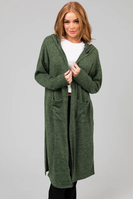 Pine Long Sleeve Hooded Duster Cardigan sold by Lime Lush