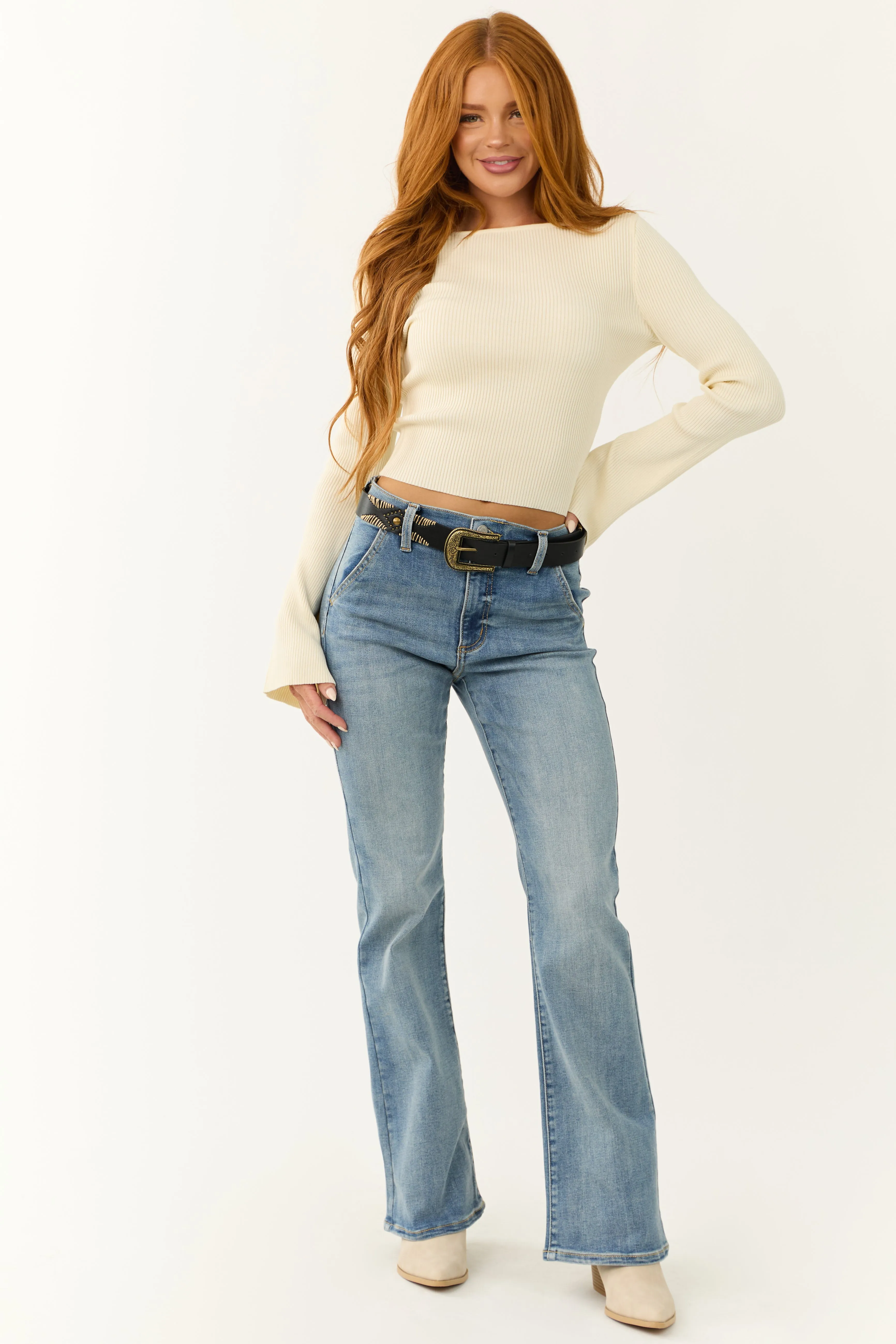 Sneak Peek Medium Wash Bootcut Leg Jeans sold by Lime Lush product image thumbnail 3