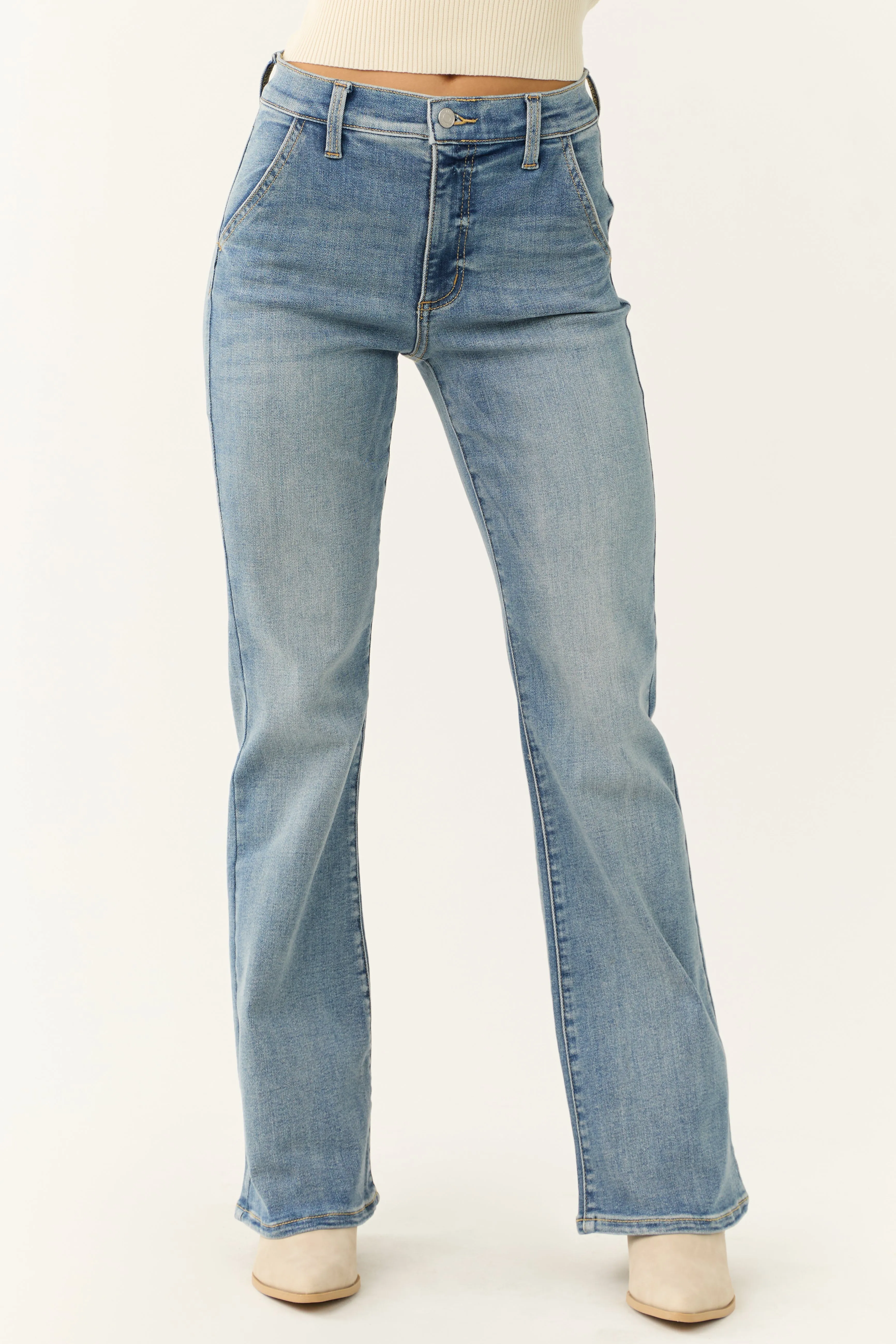 Sneak Peek Medium Wash Bootcut Leg Jeans sold by Lime Lush product image thumbnail 2