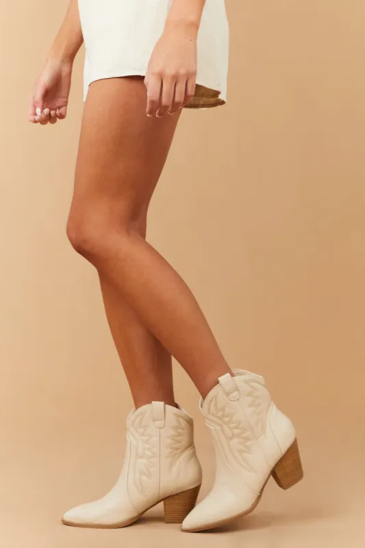 Vanilla Pointed Toe Heeled Western Booties sold by Lime Lush
