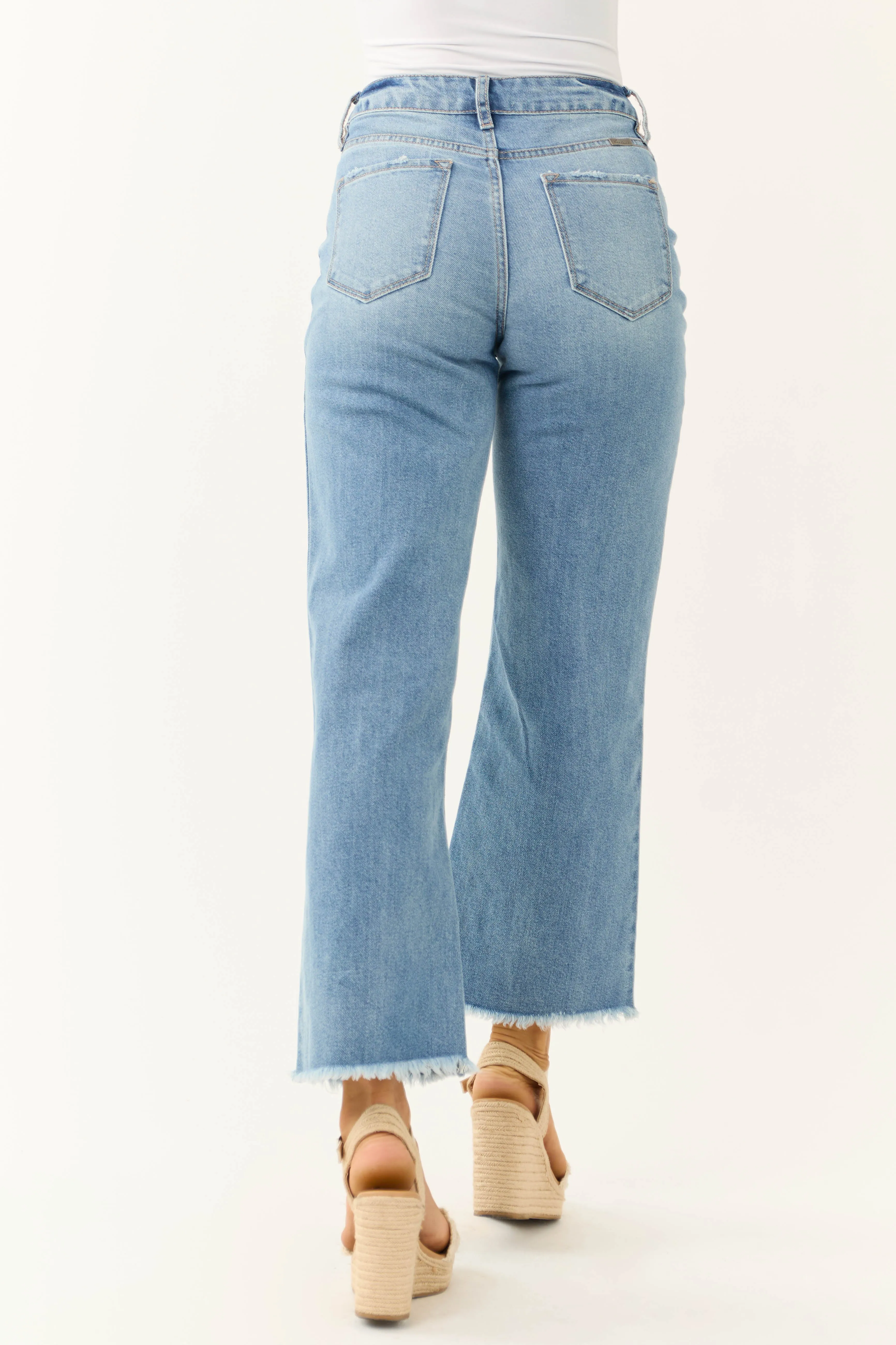 KanCan Medium Wash Wide Leg Frayed Jeans sold by Lime Lush product image thumbnail 5