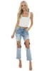 Cello Medium Wash Mid Rise Distressed Jeans with Frayed Detail sold by Lime Lush