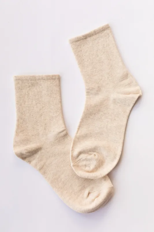 Oatmeal Classic Crew Socks sold by Lime Lush