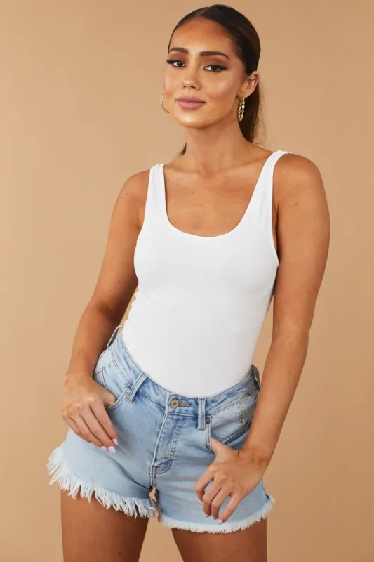 White Seamless Long Tank Top sold by Lime Lush