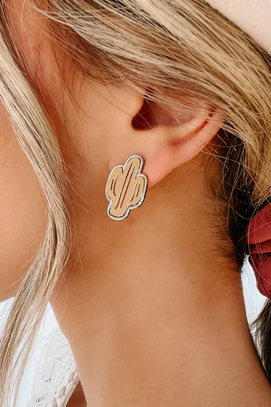 Gold and Silver Cactus Stud Earrings sold by Lime Lush
