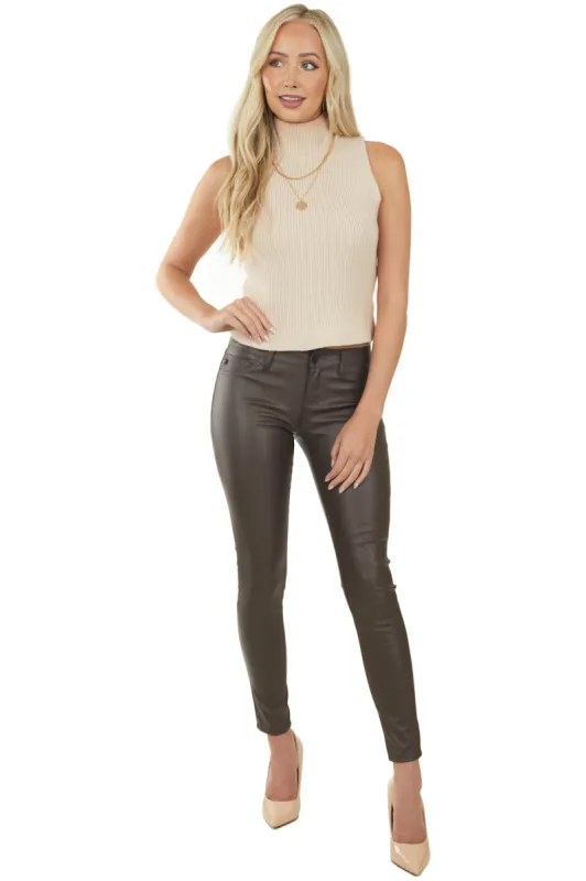 KanCan Cocoa Faux Leather Low Rise Super Skinny Pants sold by Lime Lush
