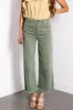 Risen Olive Tummy Control Cropped Wide Jeans sold by Lime Lush