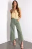 Risen Olive Tummy Control Cropped Wide Jeans sold by Lime Lush