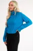 Azure Cropped Ribbed Cable Knit Sweater sold by Lime Lush