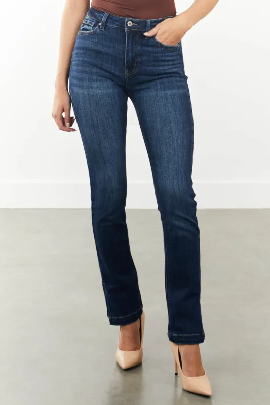 KanCan Dark Wash High Rise Bootcut Jeans with Side Slits sold by Lime Lush