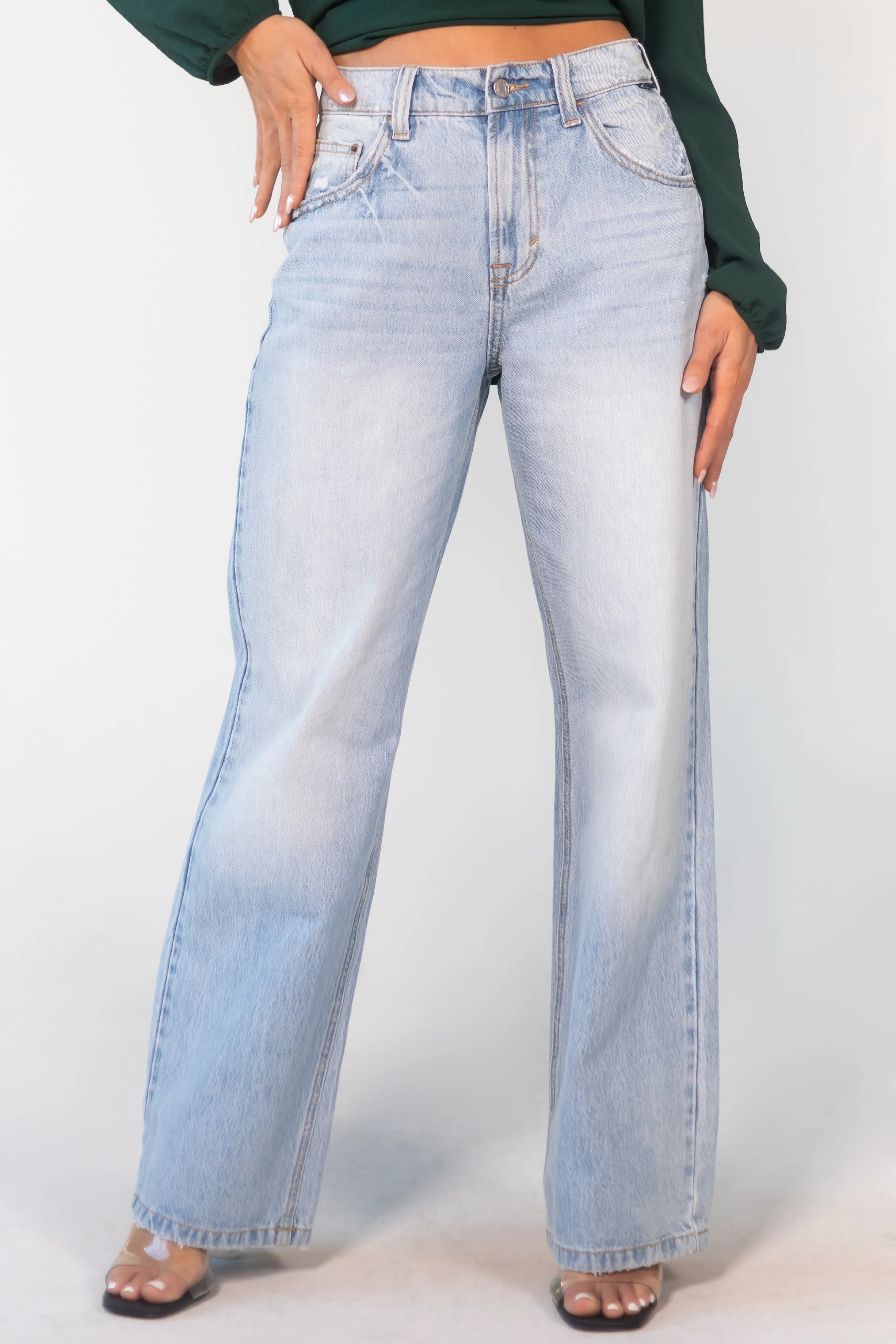 Cello Light Wash Vintage Low Rise Loose Fit Jeans sold by Lime Lush product image thumbnail 2