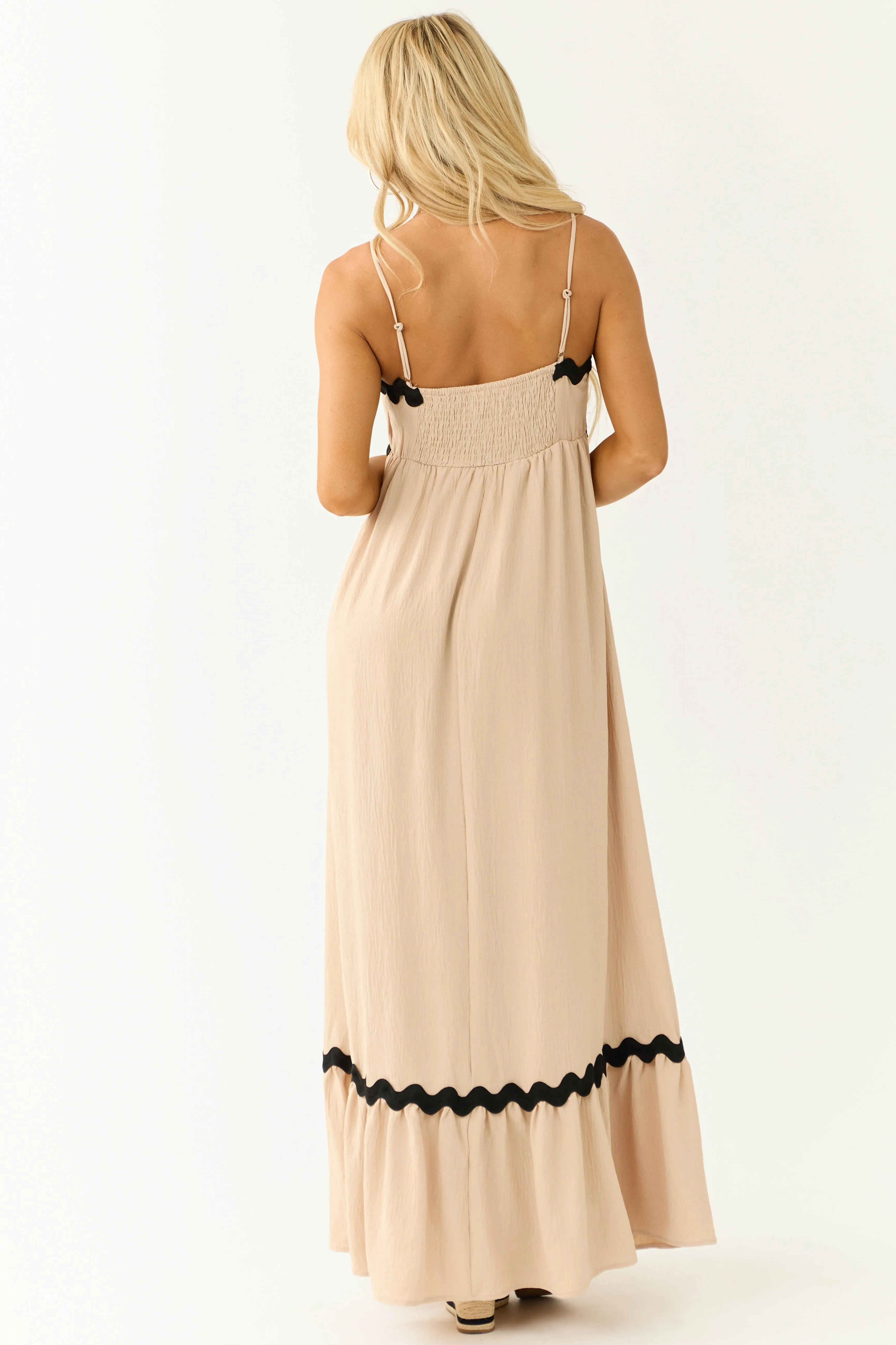 Beige Contrast Trim Sleeveless Maxi Dress sold by Lime Lush product image thumbnail 5
