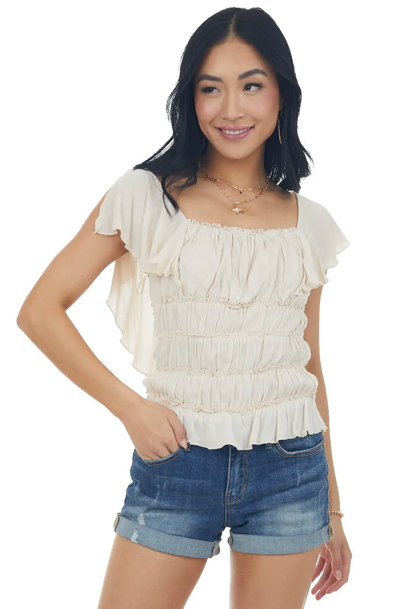 Nude Frill Ruched Flutter Sleeve Bodysuit sold by Lime Lush product image thumbnail 3