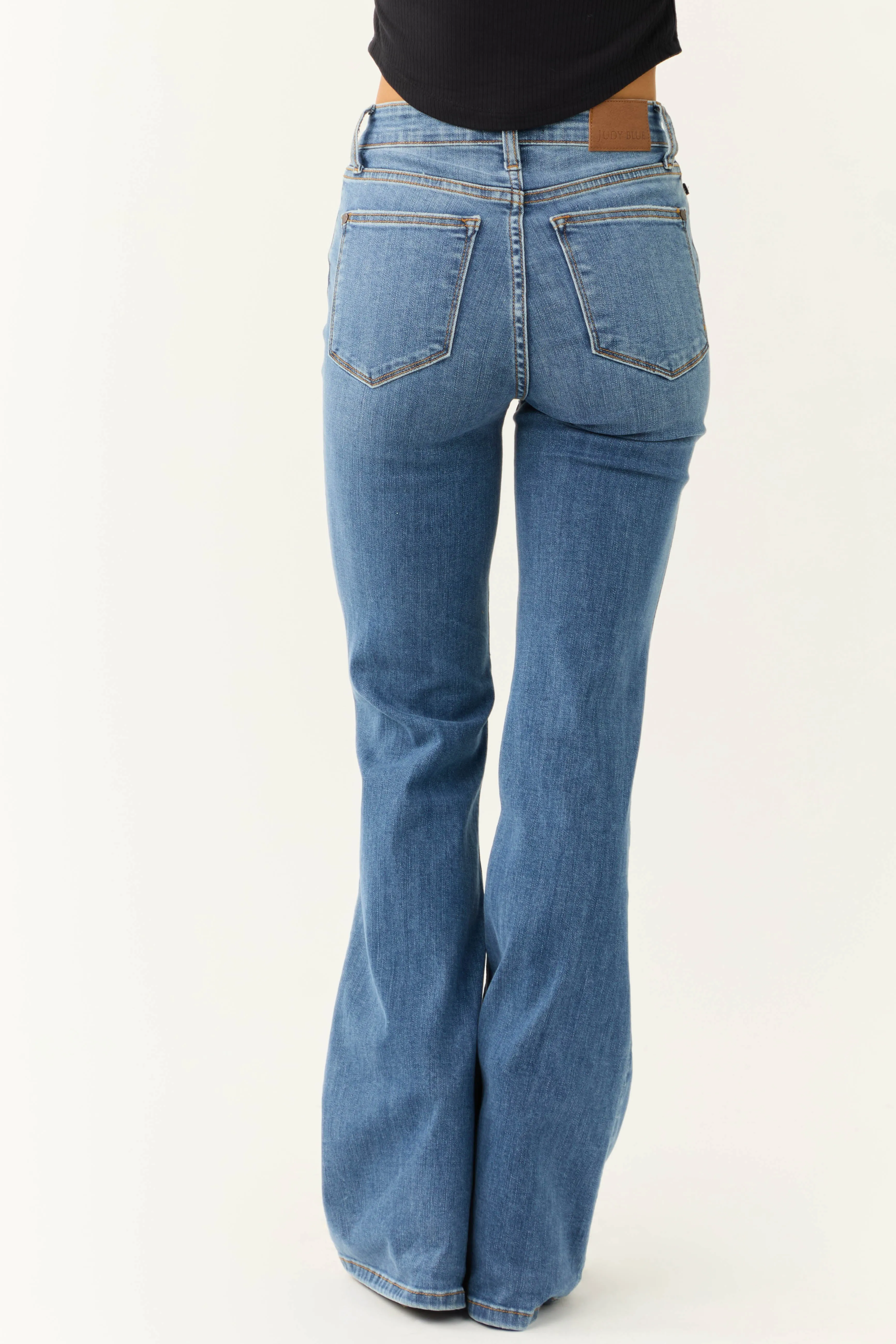 Judy Blue Medium Wash High Rise Flare Jeans sold by Lime Lush product image thumbnail 5