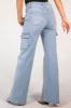 YMI Light Wash High Rise Wide Leg Cargo Jeans sold by Lime Lush