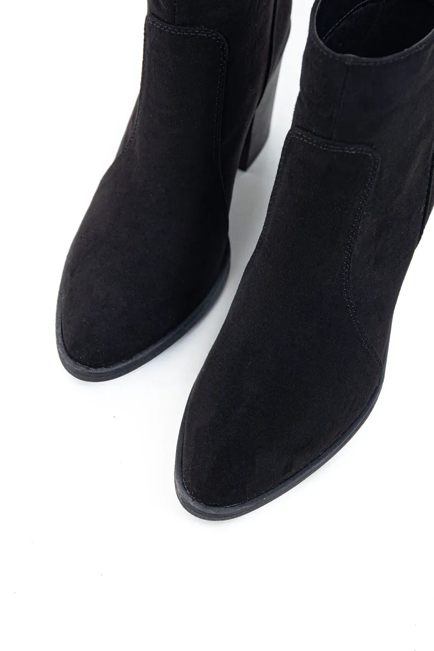 Black Pointed Toe Ankle Suede Booties with Block Heel sold by Lime Lush product image thumbnail 5