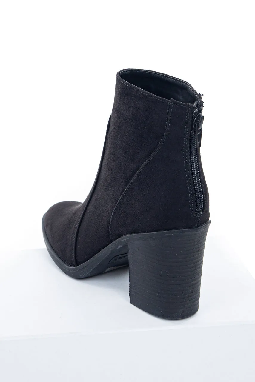 Black Pointed Toe Ankle Suede Booties with Block Heel sold by Lime Lush product image thumbnail 4