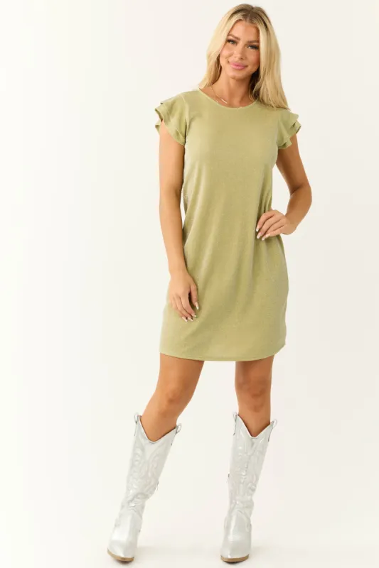 Pistachio Layered Sleeve Lurex Shift Dress made by Ces Femme