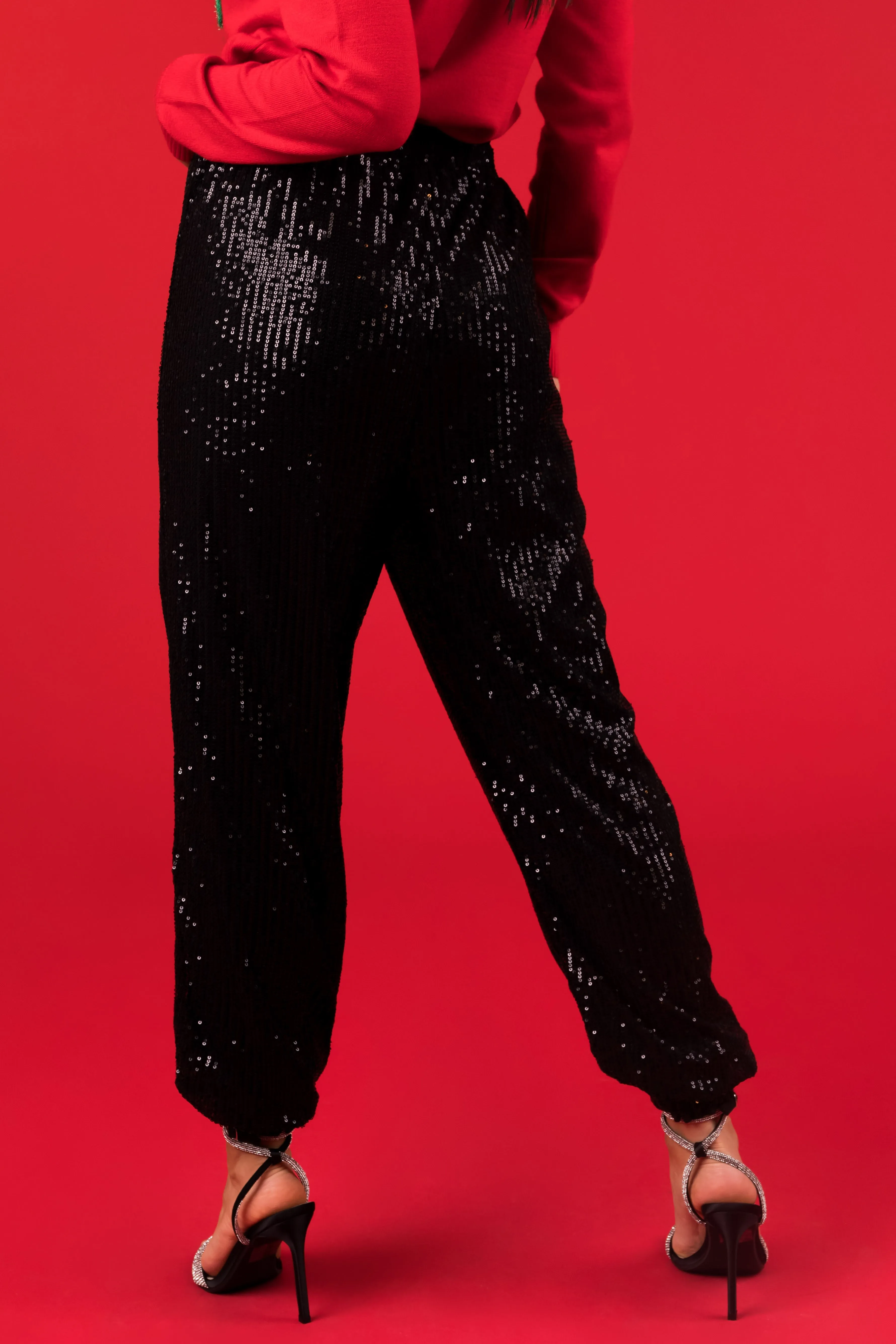She+Sky Black Sequin Joggers sold by Lime Lush product image thumbnail 5