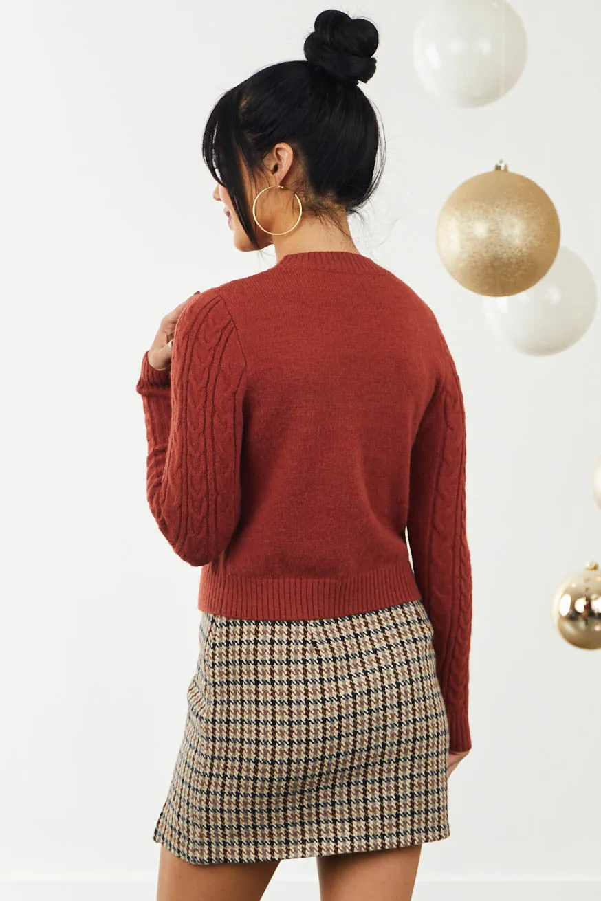 Rust Fitted Cable Knit Sweater sold by Lime Lush product image thumbnail 3