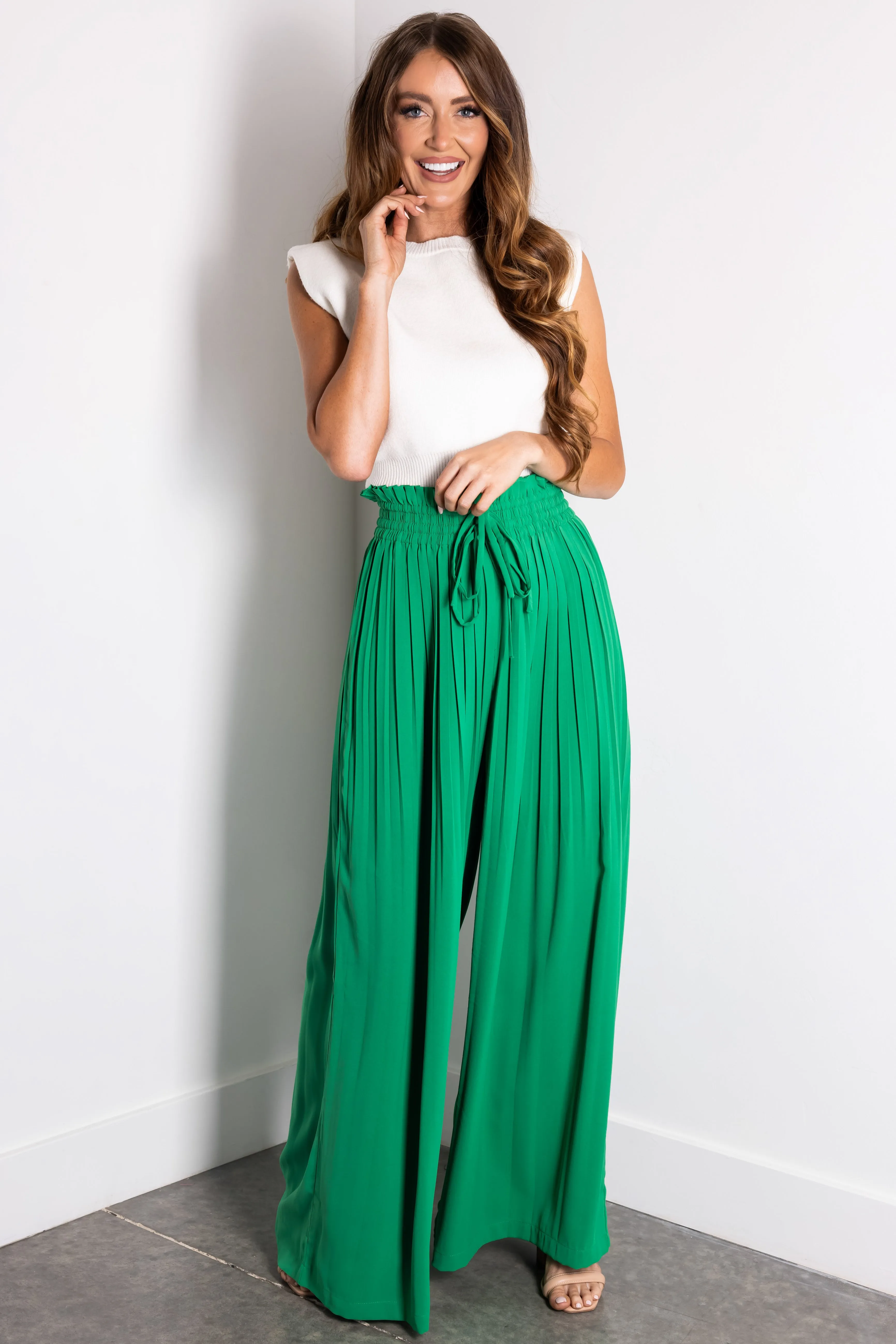 Flying Tomato Jade Pleated Wide Leg Woven Pants sold by Lime Lush product image thumbnail 5